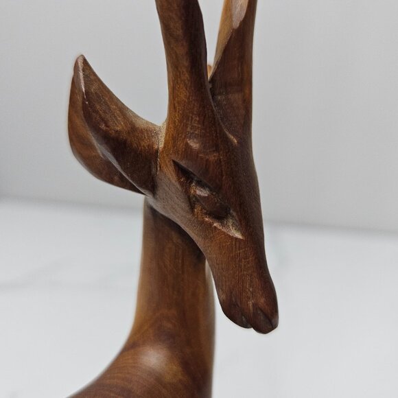 Hand Carved Wood Gazelle Sitting Down - Picture 5 of 6
